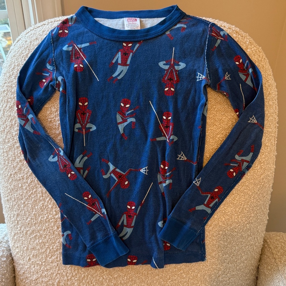 PLAY COND. Hanna Andersson Marvel Spiderman Long John Organic Pajamas Size 130 8 - Picture 6 of 9